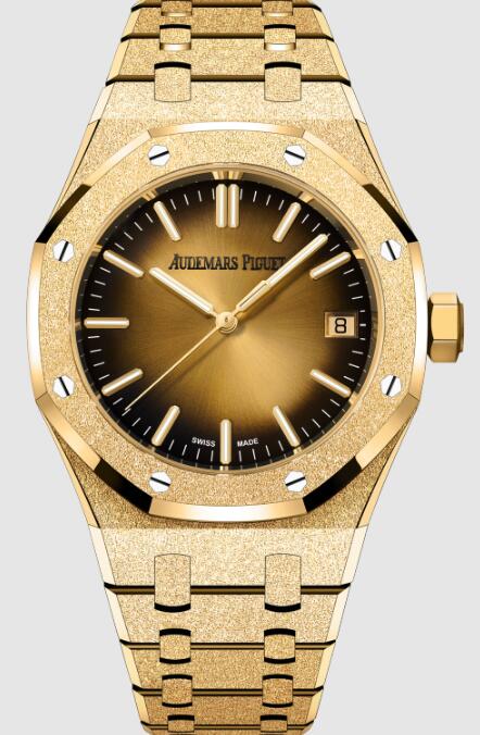 Review 15550BA.GG.1356BA.01 Audemars Piguet Royal Oak Selfwinding 37 Frosted Yellow Gold 2024 replica watch - Click Image to Close